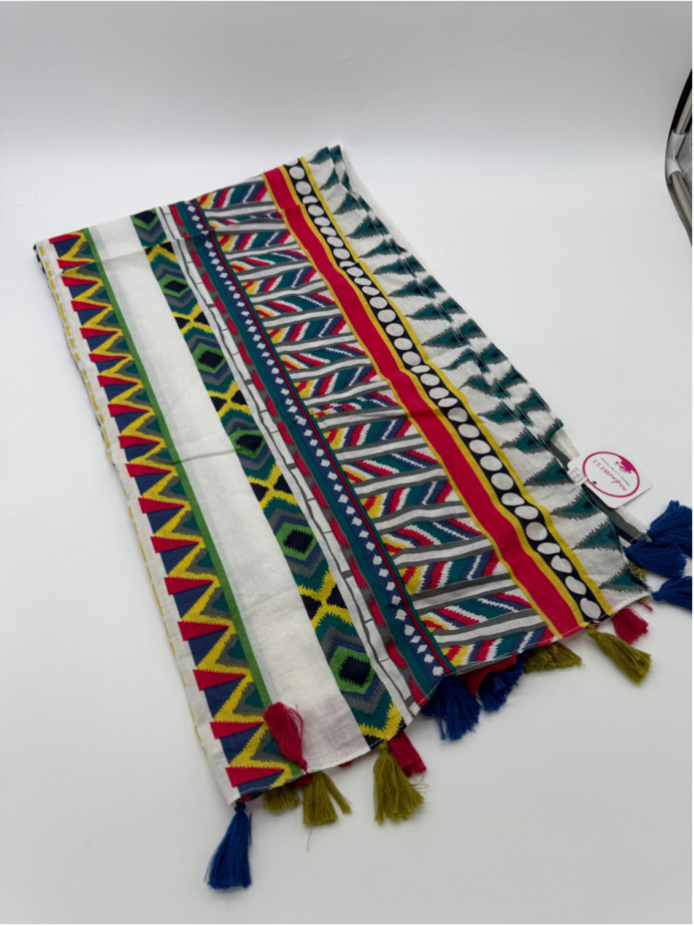 Nadine West Scarf One Size White Multi-color Patterned Wrap Scarf